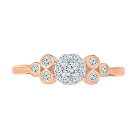 Promise My Love Womens 1/4 CT. T.W. Natural White Diamond 10K Gold Round Halo Ring