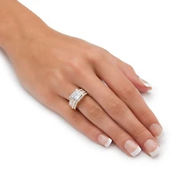DiamonArt® Womens 3 CT. T.W. White Cubic Zirconia 18K Gold Over Silver Engagement Ring