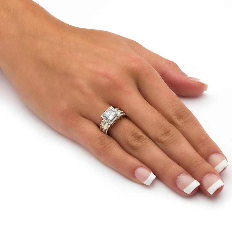 DiamonArt® Womens 2 1/5 CT. T.W. White Cubic Zirconia 18K Gold Over Silver Engagement Ring