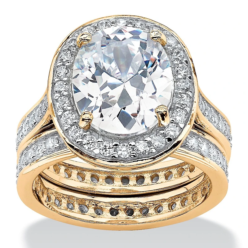 DiamonArt® Womens / CT. T.W. White Cubic Zirconia 18K Gold Over Silver Bridal Set