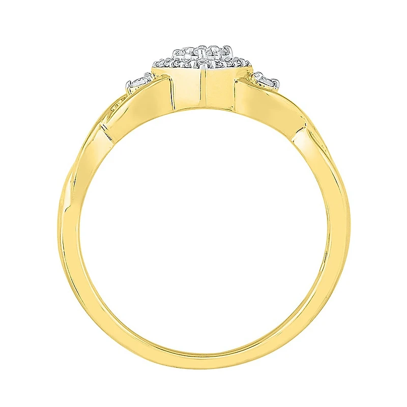 Womens 1/10 CT. T.W. Natural White Diamond 10K Gold Cushion Promise Ring