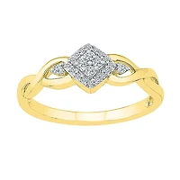 Womens 1/10 CT. T.W. Natural White Diamond 10K Gold Cushion Promise Ring