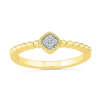 Promise My Love Womens Diamond Accent Natural White 10K Gold Cushion Ring