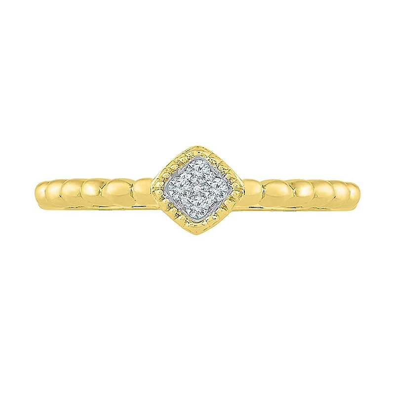 Promise My Love Womens Diamond Accent Natural White 10K Gold Cushion Ring
