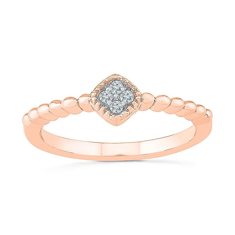 Promise My Love Womens Diamond Accent Natural White 10K Gold Cushion Ring