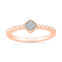 Promise My Love Womens Diamond Accent Natural White 10K Gold Cushion Ring