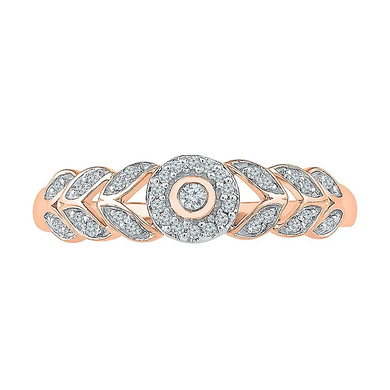 Womens 1/8 CT. T.W. Natural White Diamond 10K Gold Round Halo Promise Ring