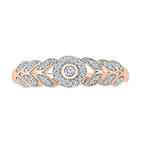 Womens 1/8 CT. T.W. Natural White Diamond 10K Gold Round Halo Promise Ring