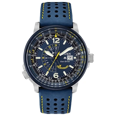 Citizen Promaster Nighthawk Mens Blue Leather Strap Watch Bj7007-02l
