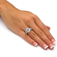 DiamonArt® Womens White Cubic Zirconia Platinum Over Silver Bridal Set