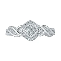 Promise My Love Womens 1/6 CT. T.W. Natural White Diamond Sterling Silver Cushion Ring