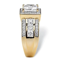 DiamonArt® Womens 3 CT. T.W. White Cubic Zirconia 18K Gold Over Silver Engagement Ring