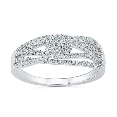 Promise My Love Womens 1/3 CT. T.W. Natural White Diamond 10K Gold Round Ring