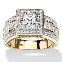 DiamonArt® Womens 3 CT. T.W. White Cubic Zirconia 18K Gold Over Silver Engagement Ring
