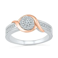 Promise My Love Womens 1/4 CT. T.W. Natural White Diamond 10K Rose Gold Over Silver Sterling Round Side Stone Ring