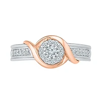Promise My Love Womens 1/4 CT. T.W. Natural White Diamond 10K Rose Gold Over Silver Sterling Round Side Stone Ring