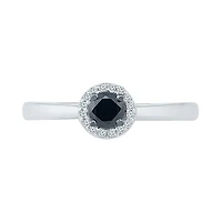 Promise My Love Womens 1/3 CT. T.W. Natural Black Diamond Sterling Silver Round Halo Ring