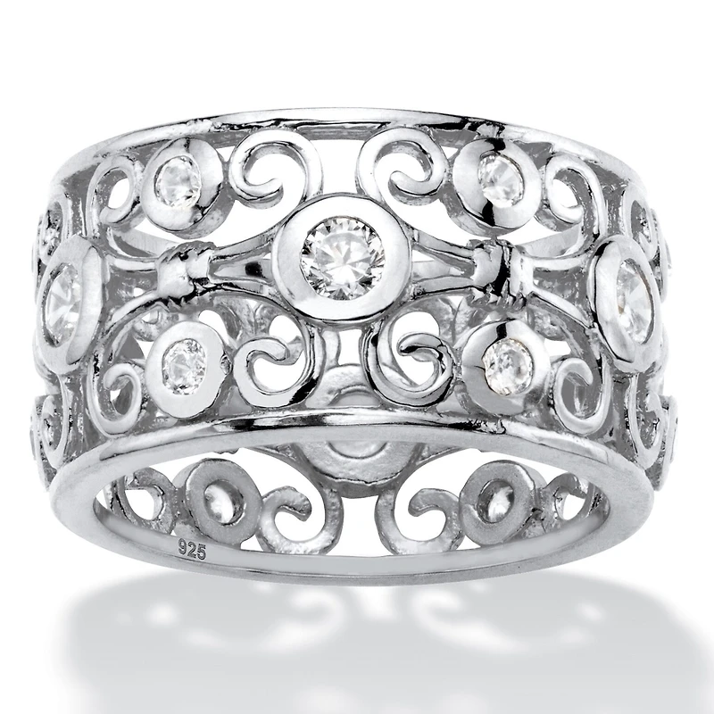DiamonArt® Womens CT. T.W. White Cubic Zirconia Sterling Silver Cocktail Ring