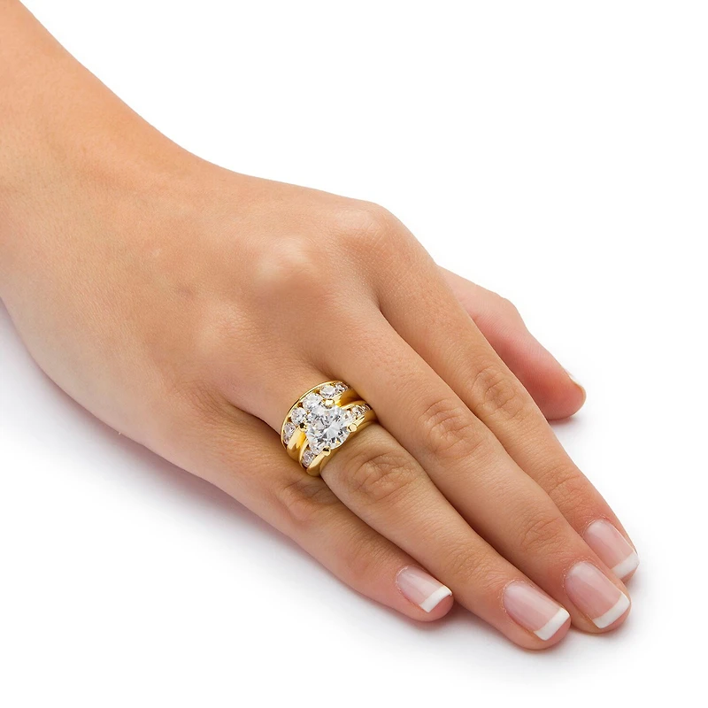 Womens Cubic Zirconia 14K Gold Over Brass Bridal Set