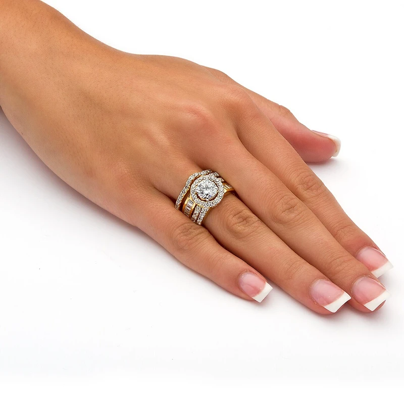 Womens 5 1/4 CT. T.W. Cubic Zirconia 18K Gold Over Brass Bridal Set