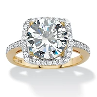DiamonArt® Womens 4 1/4 CT. T.W. White Cubic Zirconia 14K Gold Over Silver Cocktail Ring