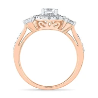 Promise My Love Womens 1 CT. T.W. Natural White Diamond 10K Gold Round 3-Stone Halo Engagement Ring