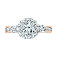 Promise My Love Womens 1 CT. T.W. Natural White Diamond 10K Gold Round 3-Stone Halo Engagement Ring