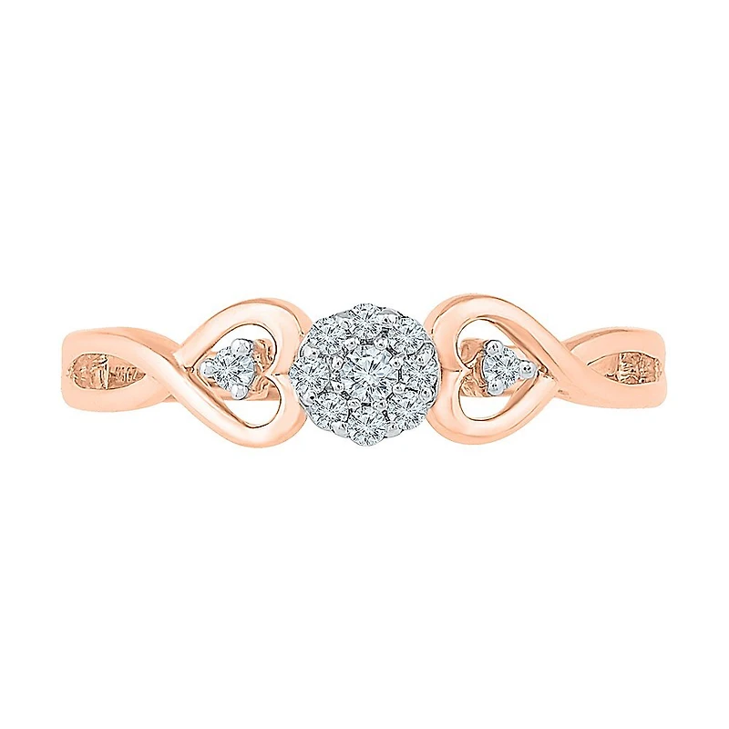 Womens 1/10 CT. T.W. Natural White Diamond 10K Gold Round Promise Ring