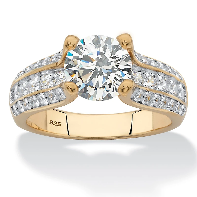 DiamonArt® Womens 2 / CT. T.W. White Cubic Zirconia 14K Gold Over Silver Engagement Ring