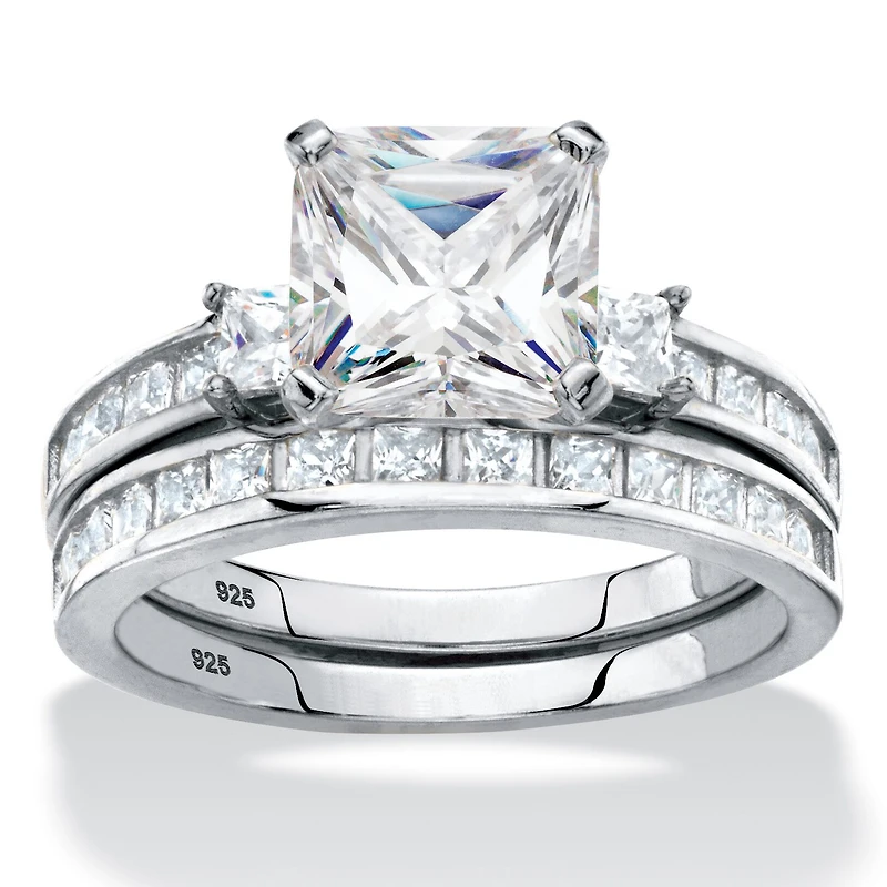 DiamonArt® Womens 3 1/2 CT. T.W White Cubic Zirconia Platinum Over Silver Bridal Set
