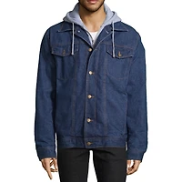 Victory Fleece Lined Mens Denim Hooded Midweight Jacket
