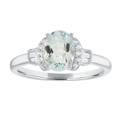 Womens 1/10 CT. T.W. Genuine Blue Aquamarine 10K Gold Cocktail Ring