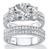 DiamonArt® Womens / CT. T.W. White Cubic Zirconia Platinum Over Silver Bridal Set