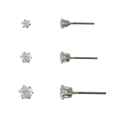 Mixit Womens Cubic Zirconia 3 Pair Earring Set