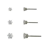 Mixit Womens Cubic Zirconia 3 Pair Earring Set