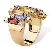 Womens Multi Color Cubic Zirconia 14K Gold Over Brass Cocktail Ring