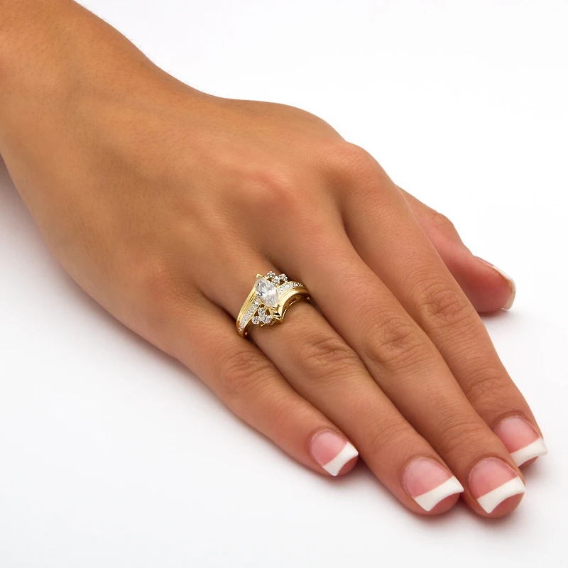 Womens 1 1/10 CT. T.W. Cubic Zirconia 14K Gold Over Brass Engagement Ring