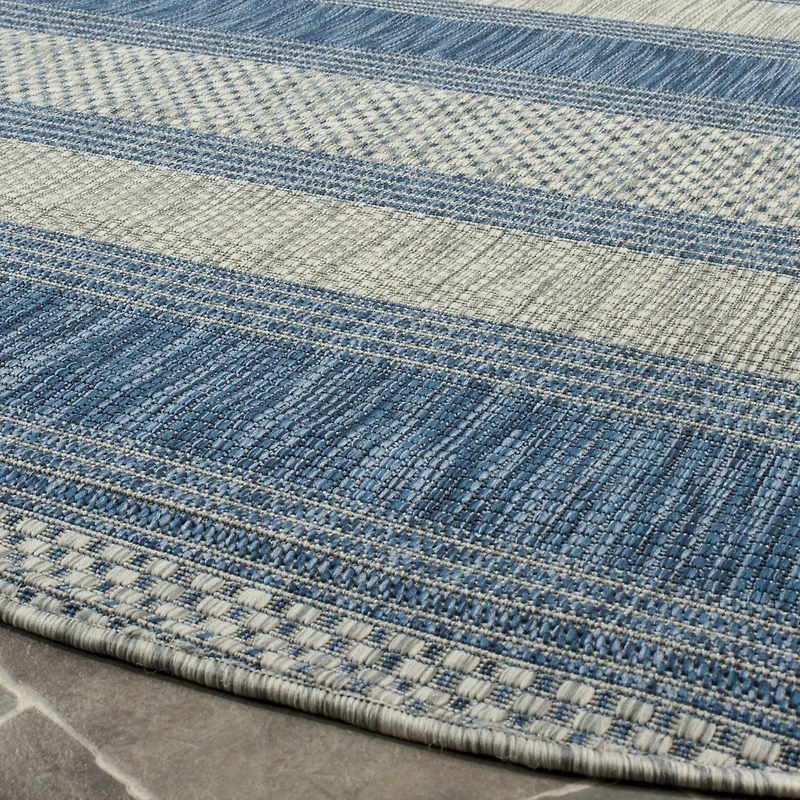 Safavieh Courtyard Collection Jessy Stripe Indoor/Outdoor Round Area Rug
