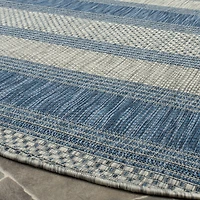 Safavieh Courtyard Collection Jessy Stripe Indoor/Outdoor Round Area Rug