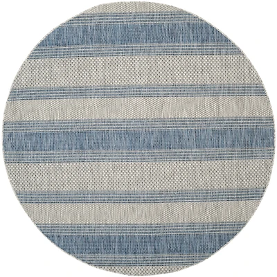 Safavieh Courtyard Collection Jessy Stripe Indoor/Outdoor Round Area Rug