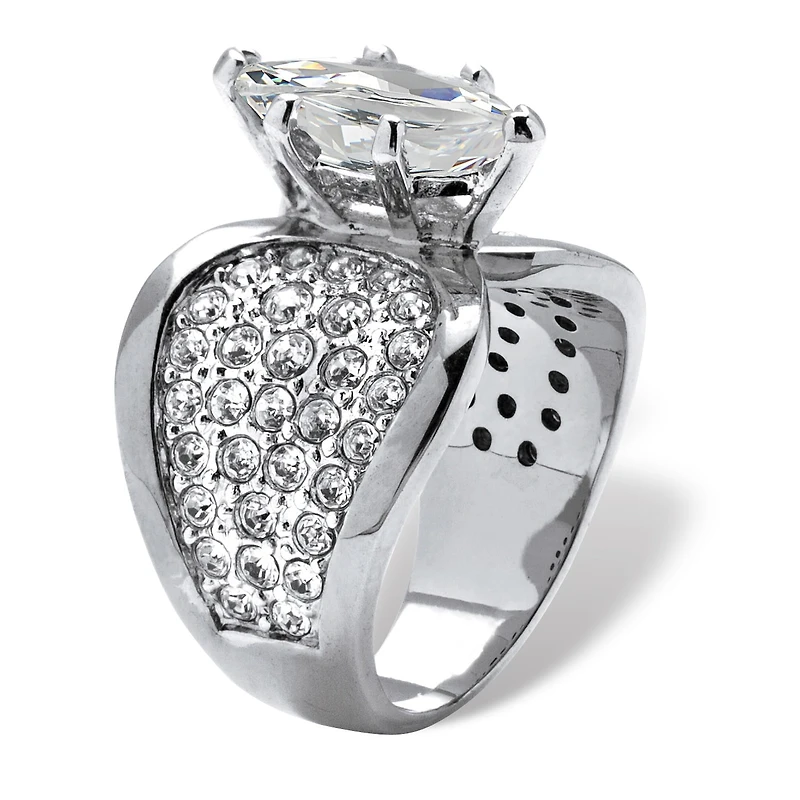 Womens 2 1/2 CT. T.W. Cubic Zirconia Platinum Over Silver Engagement Ring