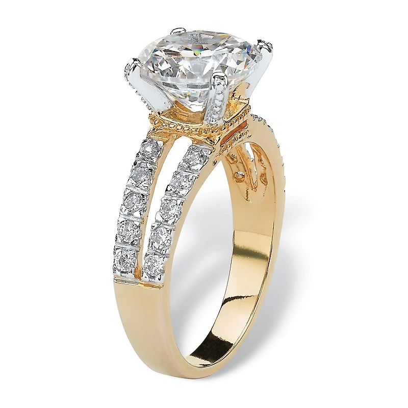 Womens 1 /4 CT. T.W. Cubic Zirconia 14K Gold Over Brass Engagement Ring