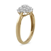 Womens 1/2 CT. T.W. Natural White Diamond 10K Gold Cluster Cocktail Ring