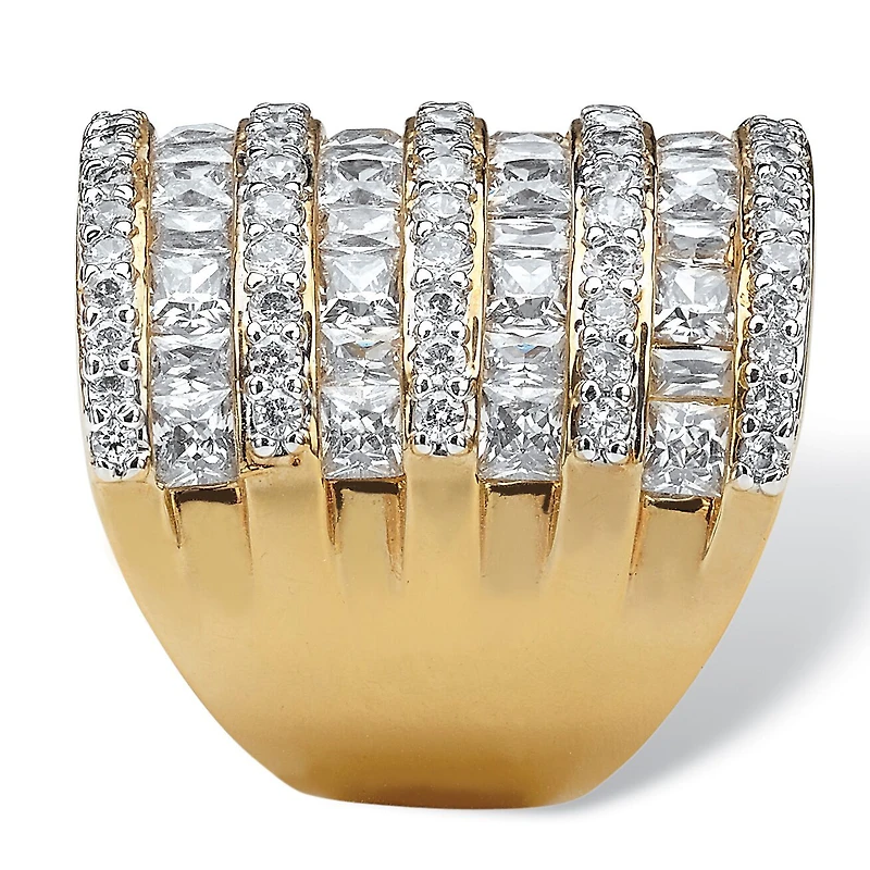 Womens Cubic Zirconia 14K Gold Over Brass Cocktail Ring