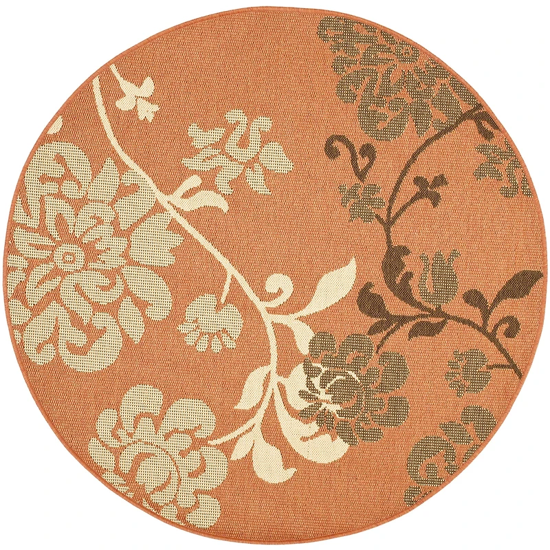 Safavieh Courtyard Collection Cole Floral Indoor/Outdoor Round Area Rug