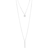 Silver Treasures Bar And Disc 2-Layer Womens Pure Silver Over Brass 36 Inch Strand Necklace
