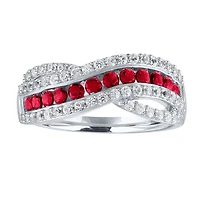 Womens Lab Created Red Ruby Sterling Silver Cocktail Ring
