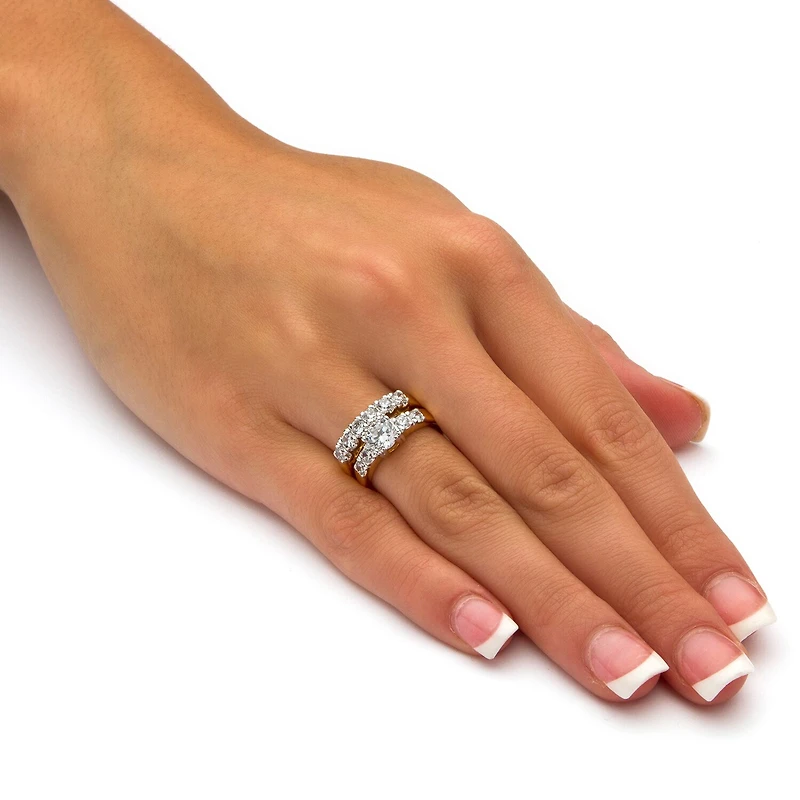 Womens 2 1/ CT. T.W. Cubic Zirconia 18K Gold Over Brass Bridal Set