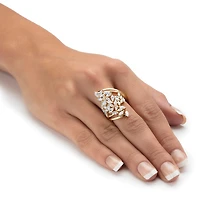 DiamonArt® Womens 1 / CT. T.W. White Cubic Zirconia 14K Gold Over Silver Cocktail Ring