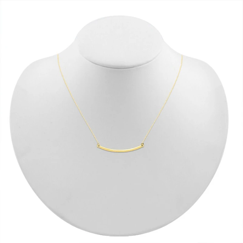 Womens 10K Gold Curved 18 Inch Pendant Necklace